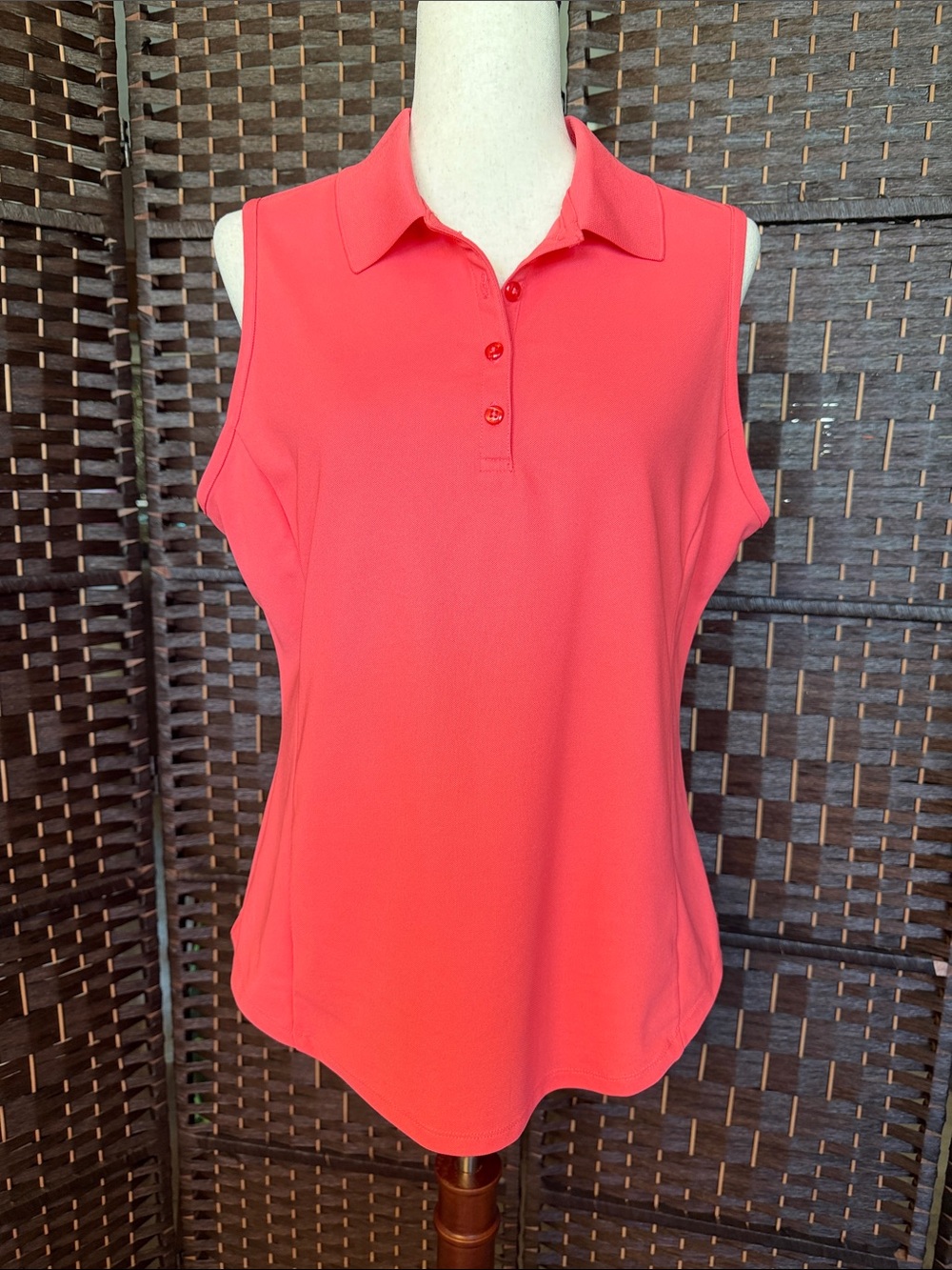 Greg Norman Collection Coral Sleeveless Polo Tank Top